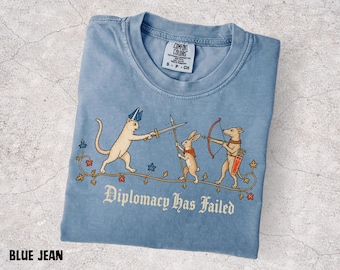 Diplomacy Has Failed Shirt, Medieval Cat Tee, Rabbit Knight Shirt, Funny Medieval Animals, Renaissance Humor, Ren Faire Tee