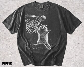 Raccoon Basketball Shirt, Funny Raccoon Tee, 90s Retro Basketball Shirt, Vintage Raccoon Graphic, Basketball Player Gift, Comfort Colors