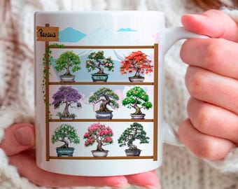 Bonsai Tree Ceramic Mug, Nature Lover Gift