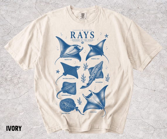 90s Vintage Ray Shirt Comfort Colors®, Stingray Graphic Tee, Marine Biology Shirt, Ocean Lover Gift, Coastal Nature Tee
