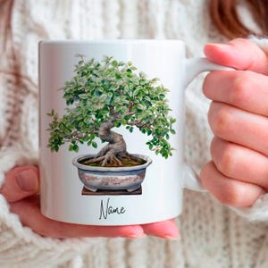 Personalized Bonsai Plant Mug, Custom Coffee Cup, Gift for Plant Lovers, Home Decor, Unique Birthday Present, cute plant mug