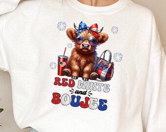 Camiseta de vaca de las Tierras Altas del 4 de julio, regalo para amantes de las vacas, camiseta divertida del 4 de julio, camiseta de vaca del 4 de julio, camiseta patriótica, regalos del Día de la Independencia