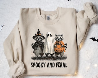 Spooky Raccoon Witch Halloween Tee: Feral Animal Fall Shirt