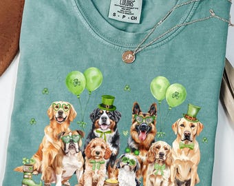 Comfort Colors® St Patricks Dogs Shirt, Lucky Dogs Shirt, Dog Lover Shirt, Shamrock Shirt, Cute Gift for Dog Lover, Dog Mom Shirt
