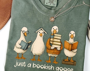 Comfort Colors®  Reading Shirt Silly Goose Teacher Shirt, Bookish Gifts for Librarian Shirt, Book Lover Gift Stamp Shirts, Fall Book Shirt