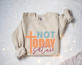 Maglietta "Not Today Satan", maglietta umoristica divertente, Gen Z, maglietta regalo umoristica divertente per gli amici, maglietta cristiana divertente, maglietta grafica, maglietta sarcastica