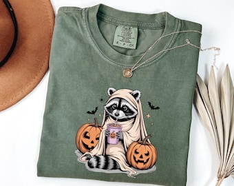 Camisa de mapache de Halloween Comfort Colors®, suéter de Halloween, camisa de Halloween, sudadera con capucha de temporada espeluznante, camisa fantasma, camisa para amantes de los mapaches