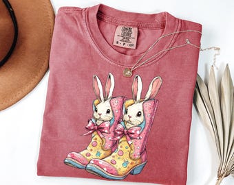 Camiseta Howdy Easter de Comfort Colors®, divertida camiseta Western Easter, camiseta Happy Easter, camiseta Cowgirls Easter, camiseta Cute Boots Easter Coquette