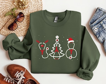Christmas Nurse Sweatshirt, Christmas Nursing Sweater, Nurse Life Christmas Shirt, School Nurse Christmas, Stethoscope Christmas Nurse Crew