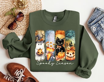 Cute Spooky Season Sweatshirt,Halloween Sweatshirt, Womens Halloween Sweatshirt, Cute Fall Sweater, Gift For Halloween, Spooky Season Shirt