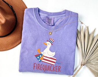 Comfort Colors® grappig shirt van 4 juli, shirt grappig gans, T-shirt Independence Day, patriottisch shirt, shirt brandweer, cadeau van 4 juli