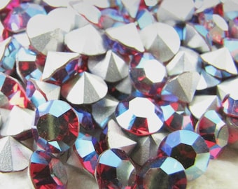 Swarovski Vintage AB Light Siam Strasssteine mit Silberfolie ss 29 (20)