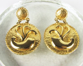 SELTENE Vintage Alexis Kirk Etruscan Gold Ohrclips - Runway Statement Piece