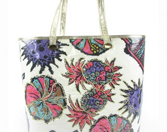 RETRO Collectible Vintage Delill Vinyl Tote in Pink, Purple, & Turquoise 50s-60s