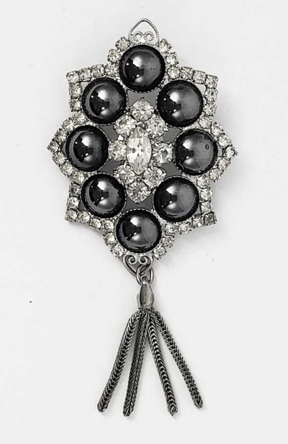 JULIANA D&E 1960’s Dangle Brooch Pin With Black Ca