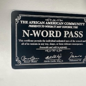 N-word pass novelty
