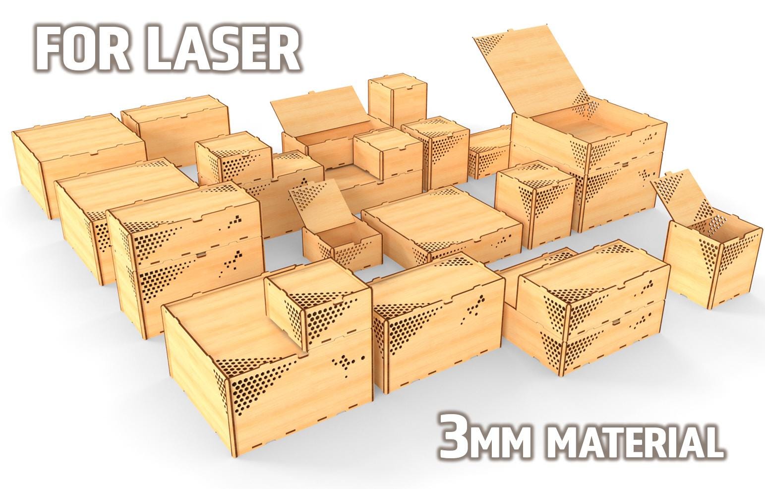 Laser Cut Box - Stackable Storage Organizer With Lid, Decorative Box ...
