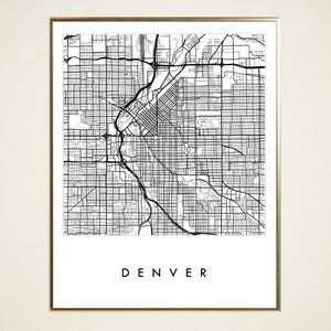 DENVER Street Map COLORADO City Map Drawing Black and White - Etsy