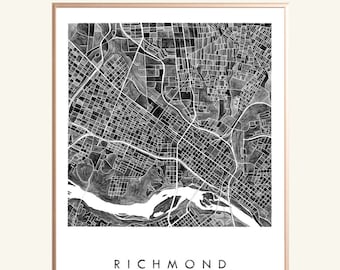 RICHMOND Map Watercolor Print VIRGINIA City Block Plan (Art Print) Anniversary Wedding Gift Graduation VCU University Wall Decor