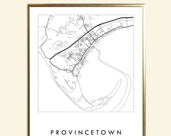 PROVINCETOWN Massachusetts Map Street Map Drawing Black and White (Art Print) Wedding Anniversary Vacation Housewarming Gift Cape Cod Decor