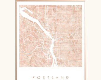 PORTLAND Watercolor Wash Print City Block Plan (Art Print) Oregon Wedding Anniversary Graduation Gift Travel Pacific Northwest Wall Decor