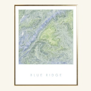 BLUE RIDGE Wintergreen Afton Love VIRGINIA Hand Painted Topographic Watercolor Map (Art Print) Graduation Wedding Appalachian Trail Mountain