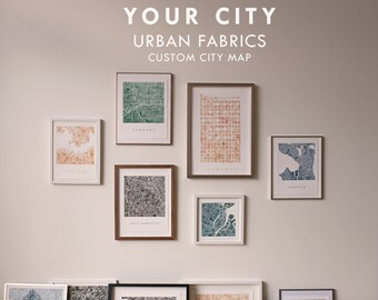 YOUR CITY Custom Urban Fabric Map Watercolor Texture Painting City Map (Art Print Commission) Wedding Graduation Moving Realtor Gift