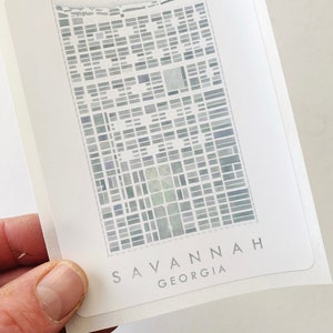 Pegatina con mapa de acuarela de SAVANNAH, mapa de la ciudad de Georgia, plano de bloques, portátil, botella de agua, recuerdo de boda, botín, regalo de mudanza para agente inmobiliario