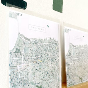 SAN FRANCISCO San Fran California Greeting Card Watercolor City Nickname Map Folded City Map Realtor Thanks Moving Teacher Gift Penpal