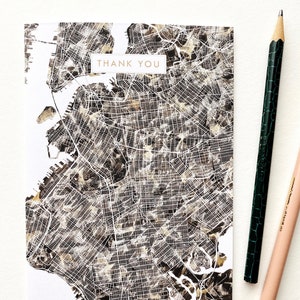 BROOKLYN New York Thank You Card Watercolor Wash Map Folded Greeting Card City Map Realtor Thanks Moving Teacher Gift Penpal