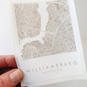 WILLIAMSBURG Aquarell Map AUFKLEBER New York City Map Block Plan Hochzeit Geschenk für Makler