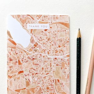 SYRACUSE New York Thank You Card Watercolor City Map Folded Greeting Card City Map Realtor Thanks Moving Teacher Gift Penpal