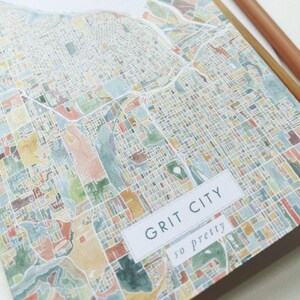 ColorFULL TACOMA Grit City zo mooi aquarel kaart stad bijnaam wenskaart Washington City kaart makelaar bewegende leraar cadeau Penvriend