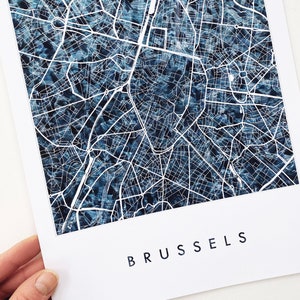 BRUSELAS Mapa Tejido Urbano Acuarela Textura Pintura Bélgica Plan de la Ciudad (Impresión de Arte) Graduación Aniversario de Bodas Olas de Agente Inmobiliario