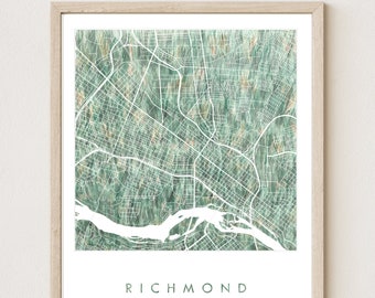 RICHMOND Map Urban Fabric Watercolor Texture Painting VIRGINIA City Plan (Art Print) Graduation Wedding Realtor Moving Gift Grass