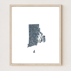 RHODE ISLAND staat kaart stedelijke stof aquarel textuur schilderij (kunstprint) kaart muur afstuderen huwelijksverjaardag makelaar verhuizen
