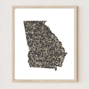 GEORGIA State kaart stedelijke stof aquarel textuur schilderij USA (Art Print) kaart muur afstuderen bruiloft verjaardag makelaar bewegende geschenk