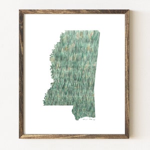 MISSISSIPPI État carte tissu urbain aquarelle texture peinture (impression d'art) carte mur remise des diplômes anniversaire de mariage agent immobilier déménagement cadeau