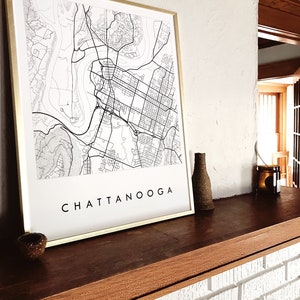 CHATTANOOGA Map Street Map TENNESSEE City Map Drawing Black and White Art Print Wedding Anniversary Gift Wall Decor image 10