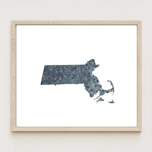 MASSACHUSETTS Carte de l'état Tissu urbain Aquarelle Texture Peinture (Reproduction d'art) Mur de la carte Remise de diplôme Anniversaire de mariage Agent immobilier Déménagement