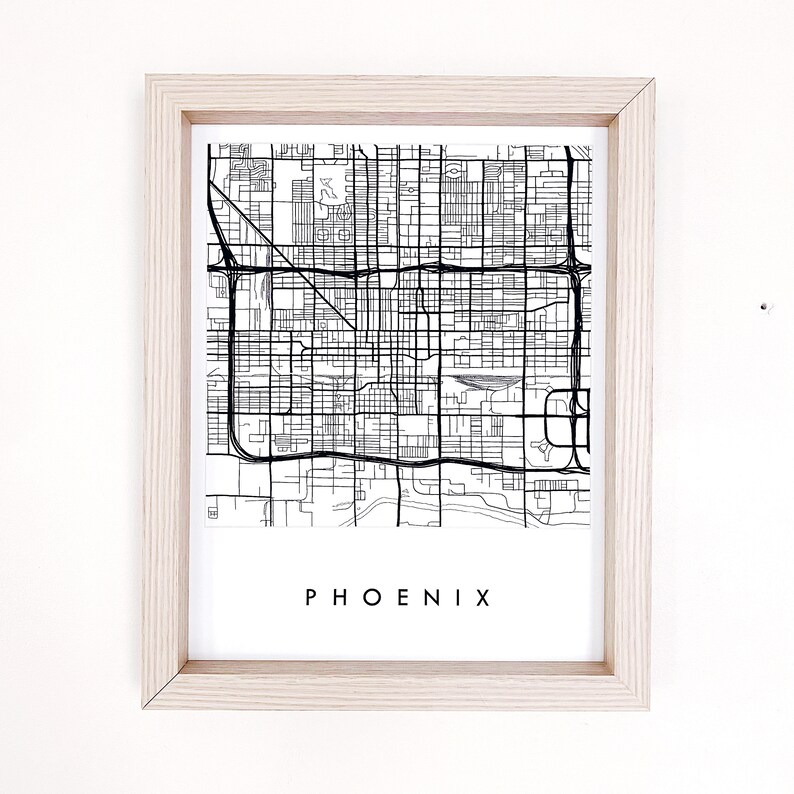 PHOENIX Map Street Map Arizona City Map Drawing Black and - Etsy