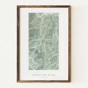 DESCHUTES RIVER Oregon topografische aquarel kaart (Art Print) reizen buiten avontuur Columbia River Mount Hood Grad huwelijksgeschenk
