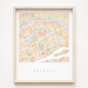 DETROIT Orgullo Arco Iris Mapa Acuarela Mapa Queer City Block Plan (Impresión de arte) Michigan Graduación Aniversario de bodas Agente inmobiliario Regalo Mapa Pared