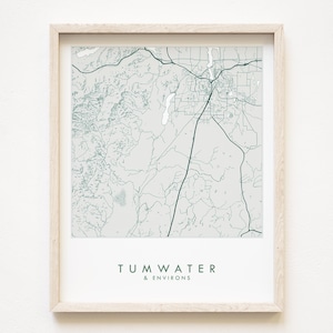 Carte TUMWATER Olympie du Sud dessinée à la main Carte topographique WASHINGTON dessin (impression d'art) maison cadeau Mima Mounds Millersylvania Black Lake