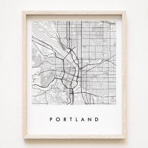 PORTLAND Map Street Map OREGON City Map Drawing Black and White (Art Print) Wedding Anniversary Graduation Gift Pacific Northwest Wall Decor
