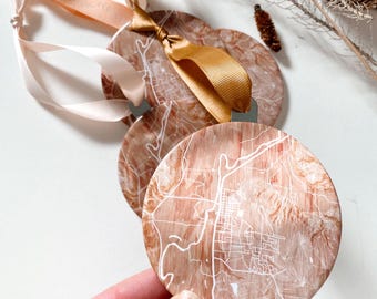 Mapa topográfico de Washington de DUVALL, plano de manzana de la ciudad en acuarela, salmón (ADORNO), decoración para árbol de Navidad, regalo de mudanza para agente inmobiliario, recuerdo de boda, cordillera de las cascadas