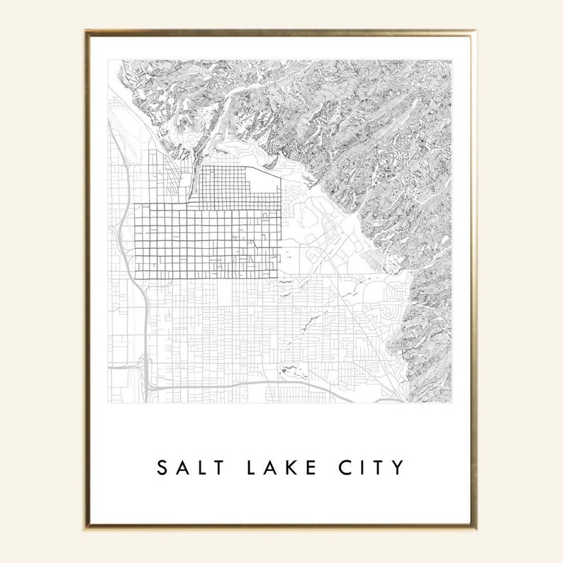 SALT LAKE CITY Map Hand Drawn Street Map Utah City Map | Etsy
