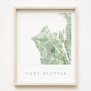 WEST SEATTLE Map Farne Botanische Karte Malerei WASHINGTON (Kunst Druck) Flora Hochzeit Makler Umzug Geschenk pazifischer Nordwesten Puget Sound Wand