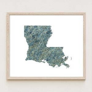 LOUISIANE État carte tissu urbain aquarelle Texture peinture USA (impression d'art) carte murale remise des diplômes anniversaire de mariage agent immobilier cadeau