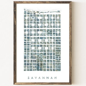 SAVANNAH Map Urban Fabric Watercolor Texture Painting GEORGIA City Map (Art Print) Wedding Anniversary SCAD Graduation Realtor Gift River